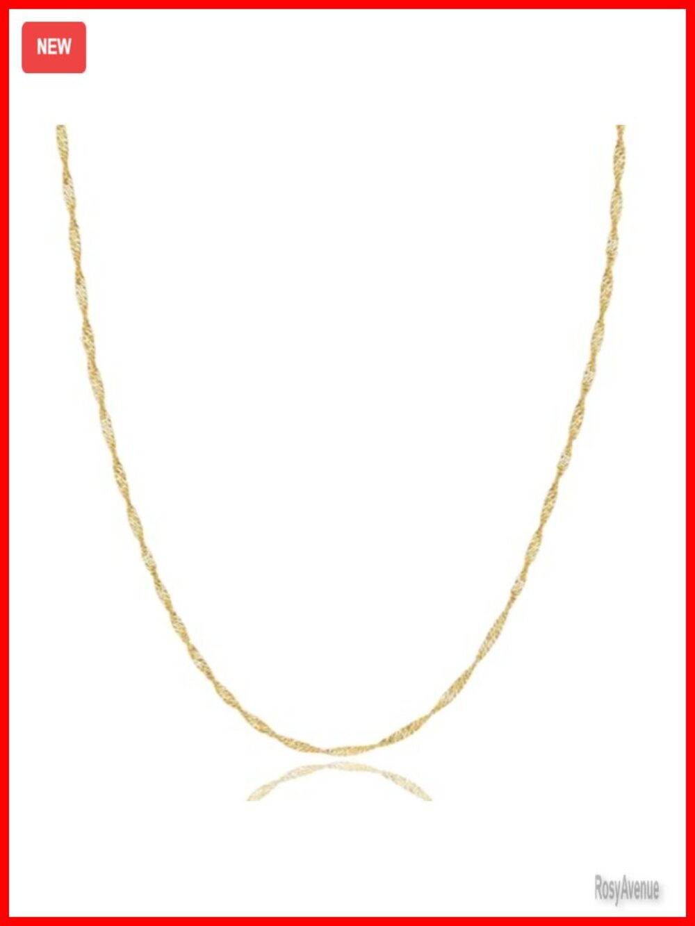 14k Solid Gold Singapore Chain Necklace 1mm Dainty Layering Spring Ring